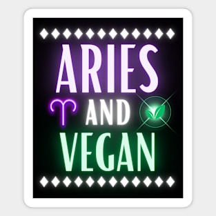 Aries and Vegan Retro Style Neon Magnet